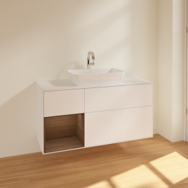 Тумба под раковину Villeroy & Boch Finion 120х50,1 см с подсветкой МДФ белый матовый лак/стекло белое матовое F821GNMT