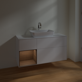 Тумба под раковину Villeroy & Boch Finion 120х50,1 см с подсветкой МДФ белый матовый лак/стекло белое матовое F821GNMT