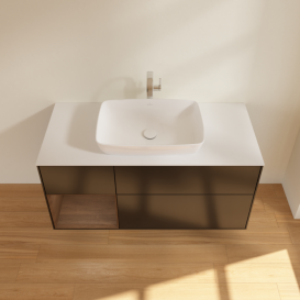 Тумба под раковину Villeroy & Boch Finion 120х50,1 см с подсветкой МДФ черный матовый лак/стекло белое матовое F821GNPD