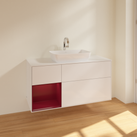 Тумба под раковину Villeroy & Boch Finion 120х50,1 см с подсветкой МДФ глянцевый белый лак/стекло белое матовое F821HBGF