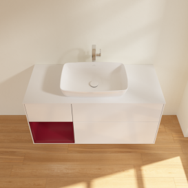 Тумба под раковину Villeroy & Boch Finion 120х50,1 см с подсветкой МДФ глянцевый белый лак/стекло белое матовое F821HBGF