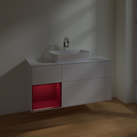 Тумба под раковину Villeroy & Boch Finion 120х50,1 см с подсветкой МДФ глянцевый белый лак/стекло белое матовое F821HBGF