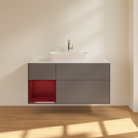 Тумба под раковину Villeroy & Boch Finion 120х50,1 см с подсветкой МДФ антрацит матовый лак/стекло белое матовое F821HBGK