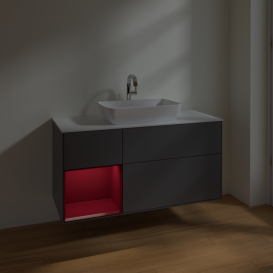 Тумба под раковину Villeroy & Boch Finion 120х50,1 см с подсветкой МДФ антрацит матовый лак/стекло белое матовое F821HBGK