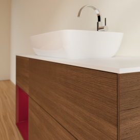 Тумба под раковину Villeroy & Boch Finion 120х50,1 см с подсветкой МДФ шпон грецкого ореха/стекло белое матовое F821HBGN