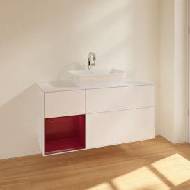 Тумба под раковину Villeroy & Boch Finion 120х50,1 см с подсветкой МДФ белый матовый лак/стекло белое матовое F821HBMT