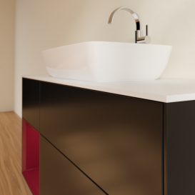 Тумба под раковину Villeroy & Boch Finion 120х50,1 см с подсветкой МДФ черный матовый лак/стекло белое матовое F821HBPD