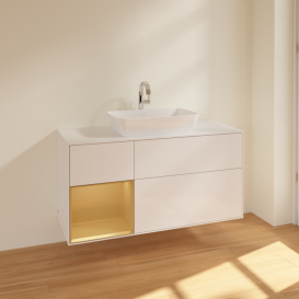 Тумба под раковину Villeroy & Boch Finion 120х50,1 см с подсветкой МДФ глянцевый белый лак/стекло белое матовое F821HFGF