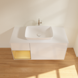 Тумба под раковину Villeroy & Boch Finion 120х50,1 см с подсветкой МДФ глянцевый белый лак/стекло белое матовое F821HFGF