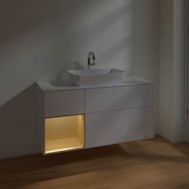 Тумба под раковину Villeroy & Boch Finion 120х50,1 см с подсветкой МДФ глянцевый белый лак/стекло белое матовое F821HFGF