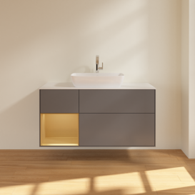 Тумба под раковину Villeroy & Boch Finion 120х50,1 см с подсветкой МДФ антрацит матовый лак/стекло белое матовое F821HFGK