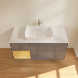 Тумба под раковину Villeroy & Boch Finion 120х50,1 см с подсветкой МДФ антрацит матовый лак/стекло белое матовое F821HFGK