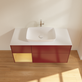 Тумба під раковину Villeroy & Boch Finion 120х50,1 см із підсвічуванням МДФ півонія матовий лак/скло біле матове F821HFHB