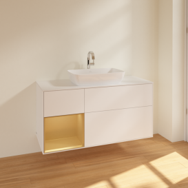 Тумба под раковину Villeroy & Boch Finion 120х50,1 см с подсветкой МДФ белый матовый лак/стекло белое матовое F821HFMT