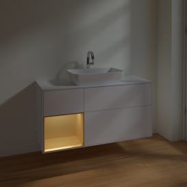 Тумба под раковину Villeroy & Boch Finion 120х50,1 см с подсветкой МДФ белый матовый лак/стекло белое матовое F821HFMT