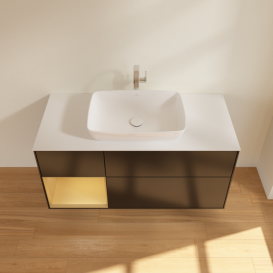 Тумба под раковину Villeroy & Boch Finion 120х50,1 см с подсветкой МДФ черный матовый лак/стекло белое матовое F821HFPD