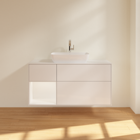 Тумба под раковину Villeroy & Boch Finion 120х50,1 см с подсветкой МДФ глянцевый белый лак/стекло белое матовое F821MTGF