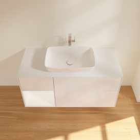 Тумба под раковину Villeroy & Boch Finion 120х50,1 см с подсветкой МДФ глянцевый белый лак/стекло белое матовое F821MTGF