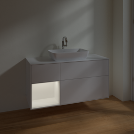 Тумба под раковину Villeroy & Boch Finion 120х50,1 см с подсветкой МДФ глянцевый белый лак/стекло белое матовое F821MTGF