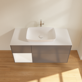 Тумба под раковину Villeroy & Boch Finion 120х50,1 см с подсветкой МДФ антрацит матовый лак/стекло белое матовое F821MTGJ