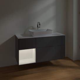 Тумба под раковину Villeroy & Boch Finion 120х50,1 см с подсветкой МДФ антрацит матовый лак/стекло белое матовое F821MTGJ