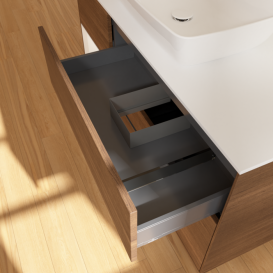 	Тумба под раковину Villeroy & Boch Finion 120х50,1 см с подсветкой МДФ шпон грецкого ореха/стекло белое матовое F821MTGN