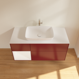 Тумба под раковину Villeroy & Boch Finion 120х50,1 см с подсветкой МДФ пион матовый лак/стекло белое матовое F821MTHB