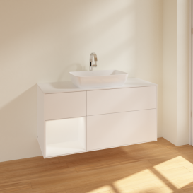 Тумба под раковину Villeroy & Boch Finion 120х50,1 см с подсветкой МДФ белый матовый лак/стекло белое матовое F821MTMT