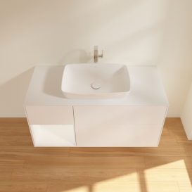 Тумба под раковину Villeroy & Boch Finion 120х50,1 см с подсветкой МДФ белый матовый лак/стекло белое матовое F821MTMT