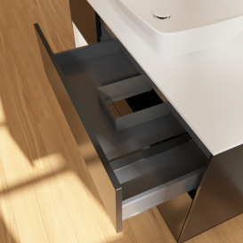 Тумба под раковину Villeroy & Boch Finion 120х50,1 см с подсветкой МДФ черный матовый лак/стекло белое матовое F821MTPD