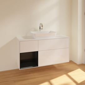 Тумба под раковину Villeroy & Boch Finion 120х50,1 см с подсветкой МДФ глянцевый белый лак/стекло белое матовое F821PDGF