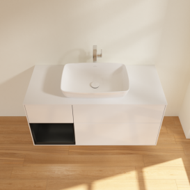 Тумба под раковину Villeroy & Boch Finion 120х50,1 см с подсветкой МДФ глянцевый белый лак/стекло белое матовое F821PDGF