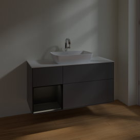 Тумба под раковину Villeroy & Boch Finion 120х50,1 см с подсветкой МДФ антрацит матовый лак/стекло белое матовое F821PDGK