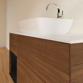 Тумба под раковину Villeroy & Boch Finion 120х50,1 см с подсветкой МДФ шпон грецкого ореха/стекло белое матовое F821PDGN