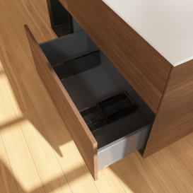 Тумба под раковину Villeroy & Boch Finion 120х50,1 см с подсветкой МДФ шпон грецкого ореха/стекло белое матовое F821PDGN