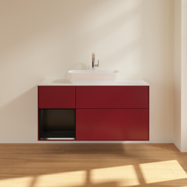 Тумба под раковину Villeroy & Boch Finion 120х50,1 см с подсветкой МДФ пион матовый лак/стекло белое матовое F821PDHB