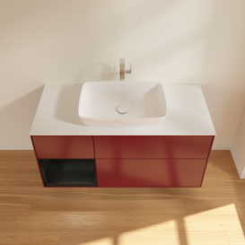 Тумба под раковину Villeroy & Boch Finion 120х50,1 см с подсветкой МДФ пион матовый лак/стекло белое матовое F821PDHB