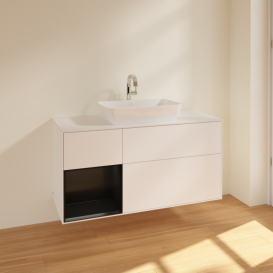 Тумба под раковину Villeroy & Boch Finion 120х50,1 см с подсветкой МДФ белый матовый лак/стекло белое матовое F821PDMT