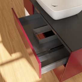 Тумба под раковину Villeroy & Boch Finion 120х50,1 см с подсветкой МДФ пион матовый лак/стекло черное матовое F822GFHB