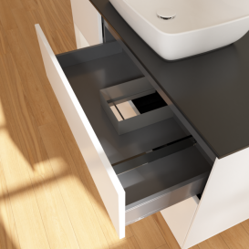 Тумба под раковину Villeroy & Boch Finion 120х50,1 см с подсветкой МДФ белый матовый лак/стекло черное матовое F822GFMT