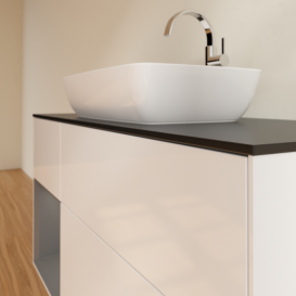 Тумба под раковину Villeroy & Boch Finion 120х50,1 см с подсветкой МДФ глянцевый белый лак/стекло черное матовое F822GKGF