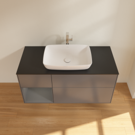 Тумба под раковину Villeroy & Boch Finion 120х50,1 см с подсветкой МДФ антрацит матовый лак/стекло черное матовое F822GKGK