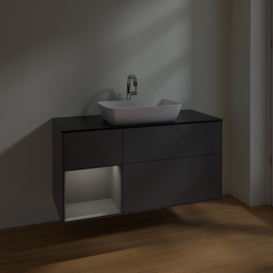 Тумба под раковину Villeroy & Boch Finion 120х50,1 см с подсветкой МДФ антрацит матовый лак/стекло черное матовое F822GKGK