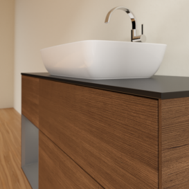 Тумба под раковину Villeroy & Boch Finion 120х50,1 см с подсветкой МДФ шпон грецкого ореха/стекло черное матовое F822GKGN