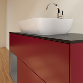 Тумба под раковину Villeroy & Boch Finion 120х50,1 см с подсветкой МДФ пион матовый лак/стекло черное матовое F822GKHB