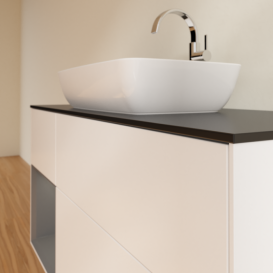 Тумба под раковину Villeroy & Boch Finion 120х50,1 см с подсветкой МДФ белый матовый лак/стекло черное матовое F822GKMT