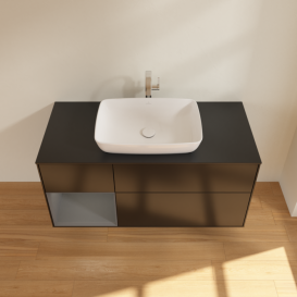 Тумба под раковину Villeroy & Boch Finion 120х50,1 см с подсветкой МДФ черный матовый лак/стекло черное матовое F822GKPD