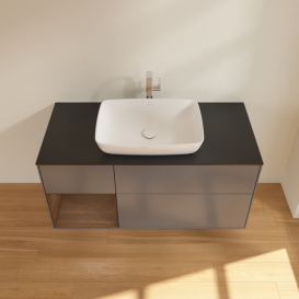 Тумба под раковину Villeroy & Boch Finion 120х50,1 см с подсветкой МДФ антрацит матовый лак/стекло черное матовое F822GNGK