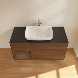 Тумба под раковину Villeroy & Boch Finion 120х50,1 см с подсветкой МДФ шпон грецкого ореха/стекло черное матовое F822GNGN