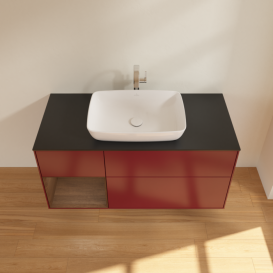 Тумба під раковину Villeroy & Boch Finion 120х50,1 см із підсвічуванням МДФ півонія матовий лак/скло чорне матове F822GNHB